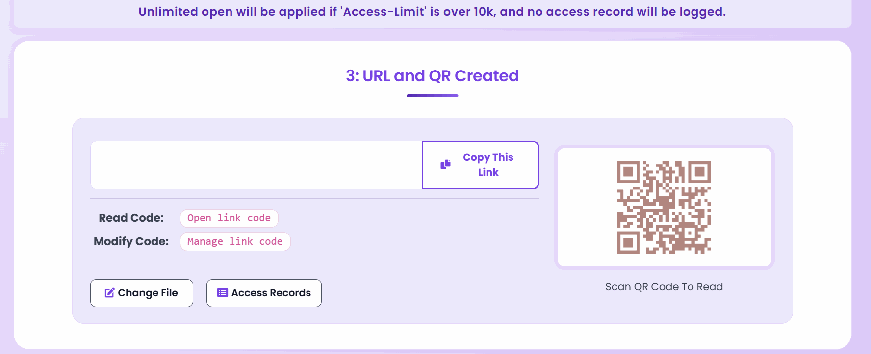 Share PDF link and QR code