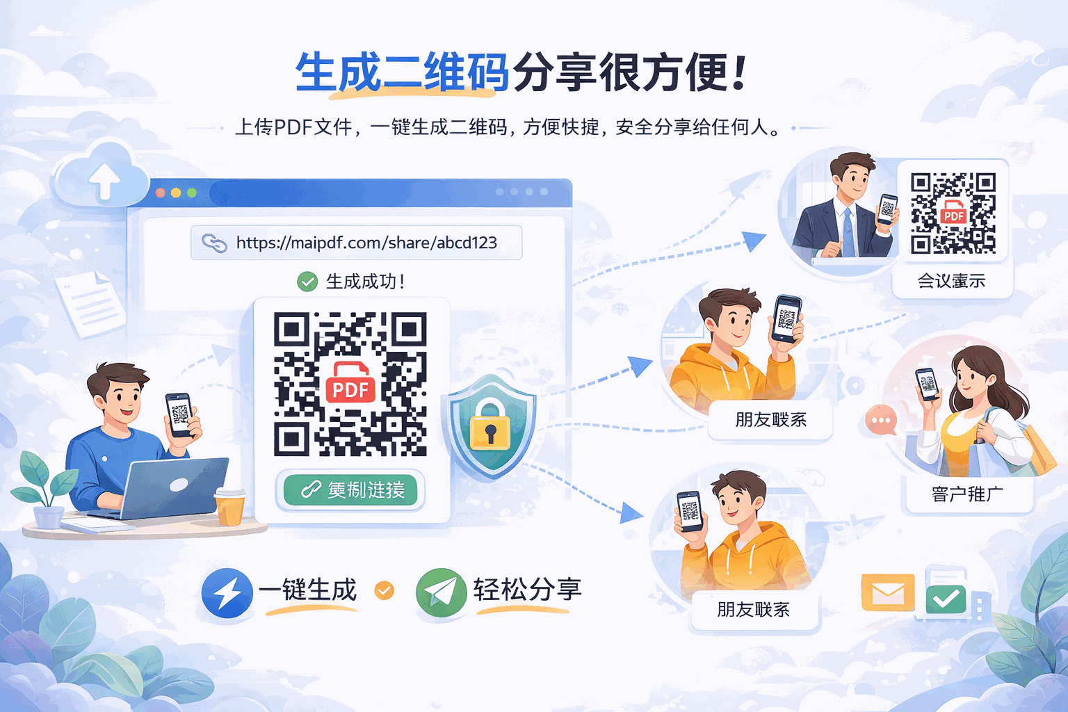MaiPDF 二维码分享 — 扫码即可查看 PDF